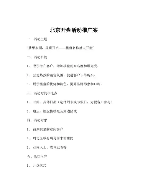 北京开盘活动推广案