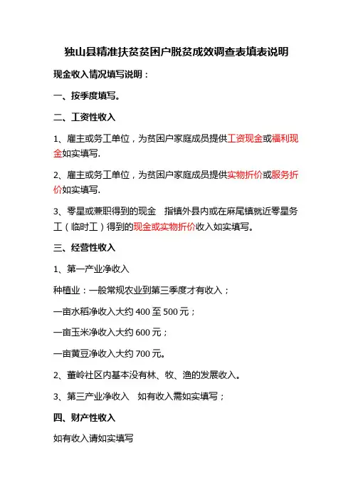 脱贫成效调查表填写说明(1)