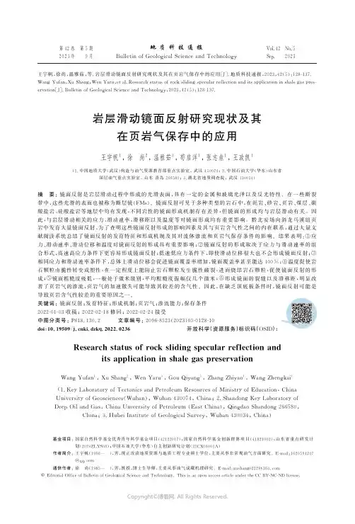 岩层滑动镜面反射研究现状及其在页岩气保存中的应川
