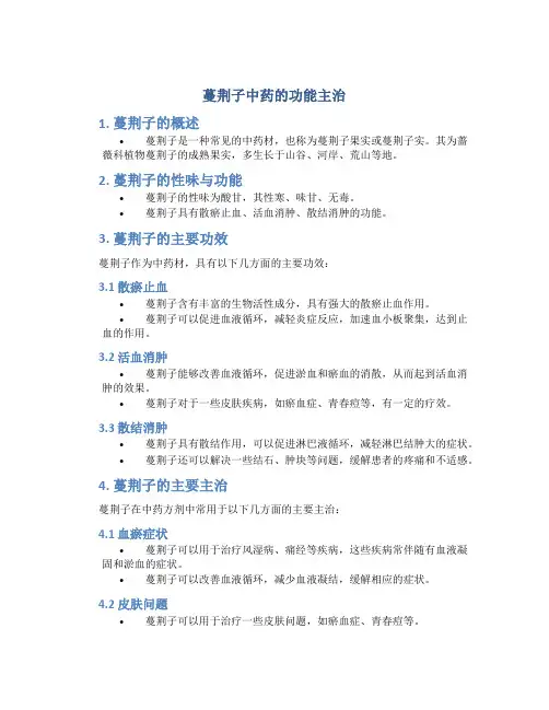蔓荆子中药的功能主治