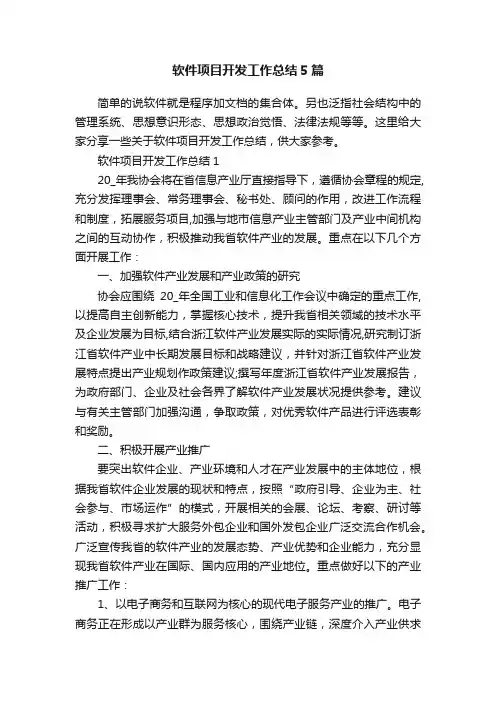 软件项目开发工作总结5篇