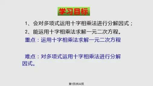 因式分解法解一元二次方程——十字相乘法PPT课件