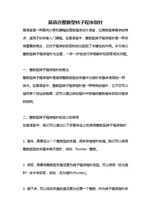 易语言整数型转子程序指针