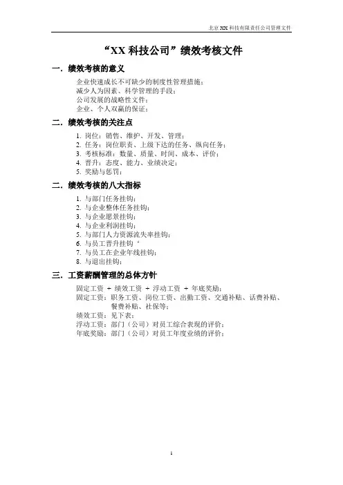 软件公司绩效考核管理办法