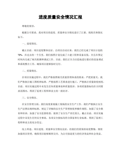 进度质量安全情况汇报
