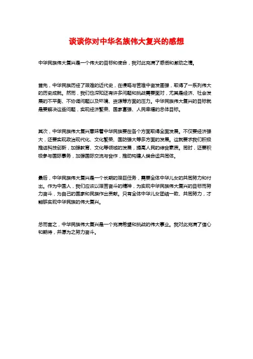 谈谈你对中华名族伟大复兴的感想