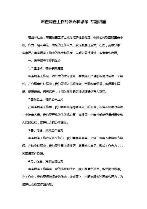 审查调查工作的体会和思考 专题讲座
