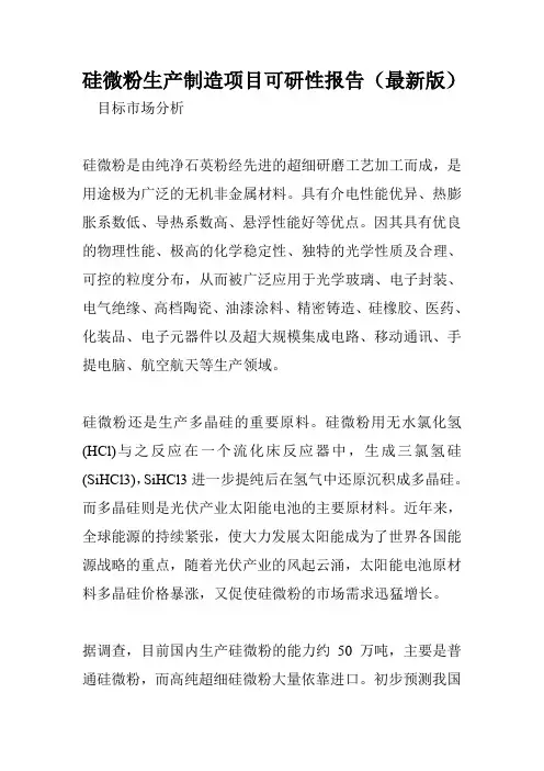 硅微粉生产制造项目可研性报告(最新版).doc