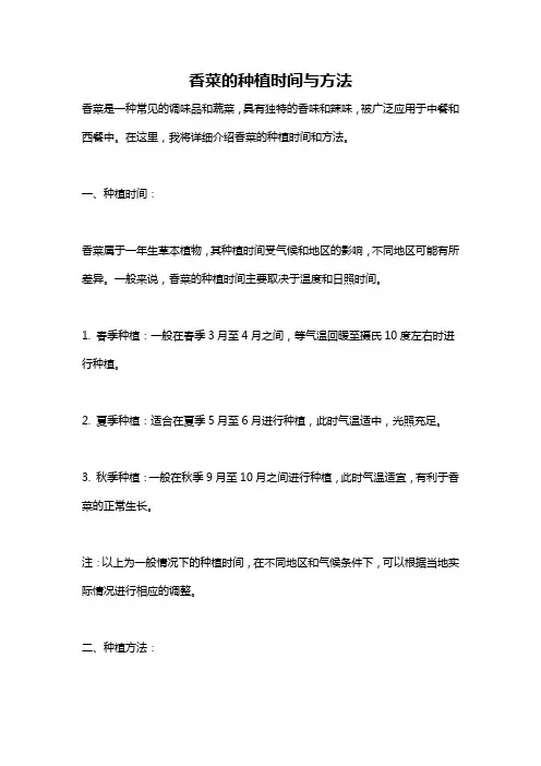 香菜的种植时间与方法