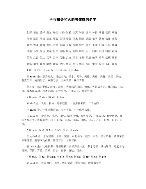 五行属金和火的男孩取的名字