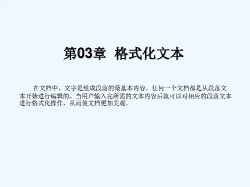 《中文版Word 2007实用教程》课件 第03章  格式化文档
