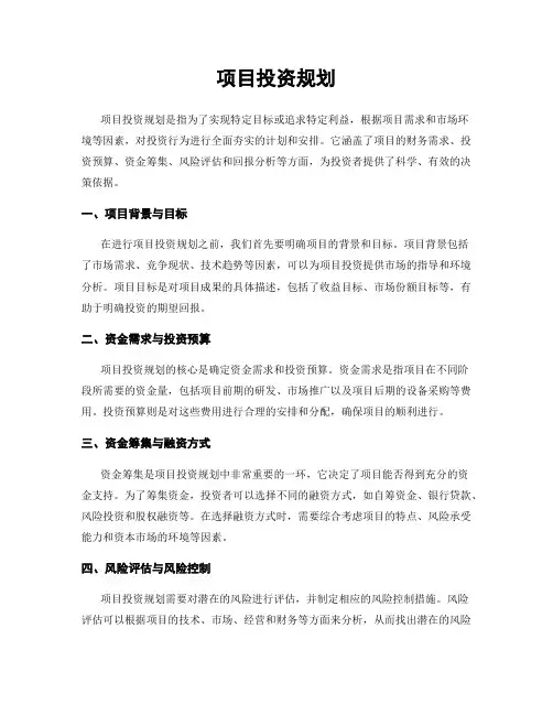 项目投资规划