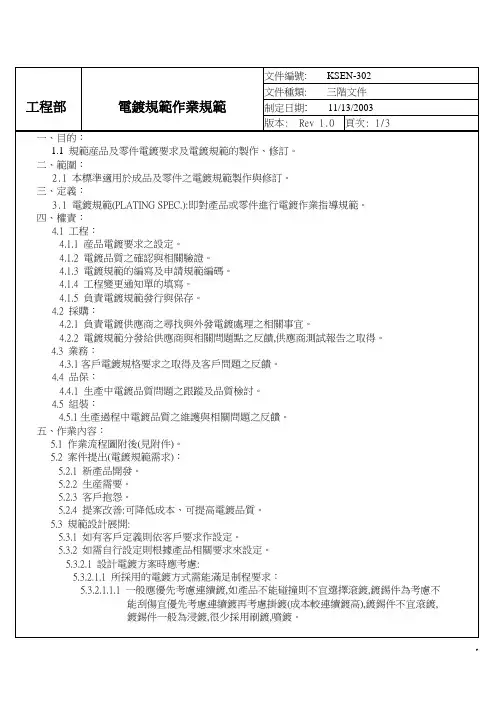电镀规范作业规范