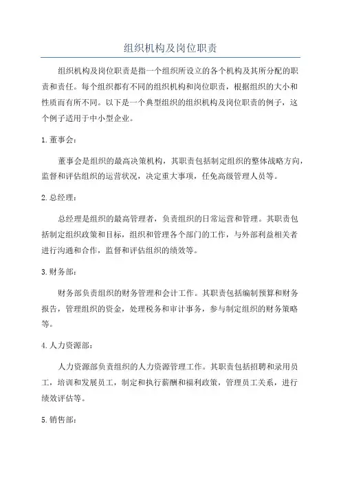 组织机构及岗位职责