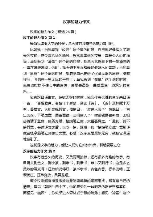 汉字的魅力作文
