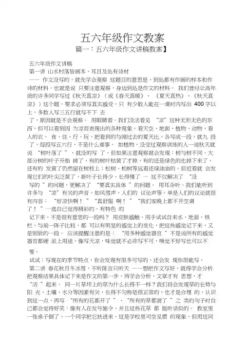 五六年级作文教案
