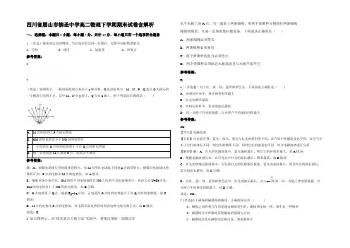 四川省眉山市柳圣中学高二物理下学期期末试卷含解析