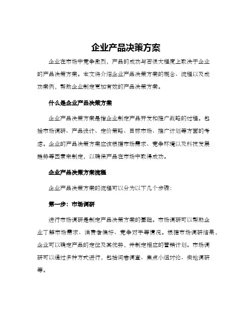 企业产品决策方案
