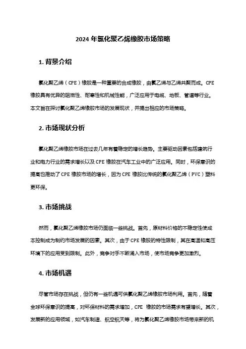 2024年氯化聚乙烯橡胶市场策略
