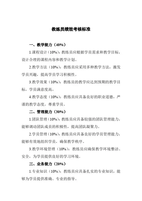 教练员绩效考核标准