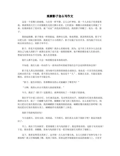 观察影子怎么写作文