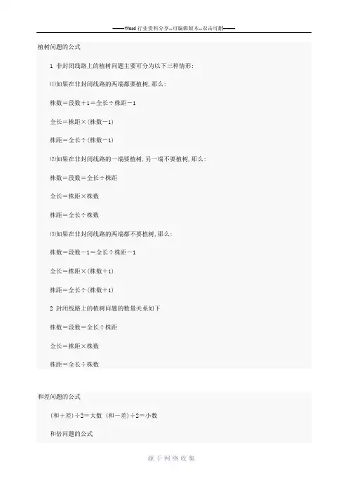 小学奥数公式大全3(植树问题)