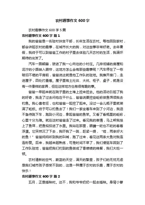 农村趣事作文600字5篇