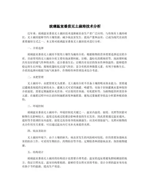 玻璃温室番茄无土栽培技术分析