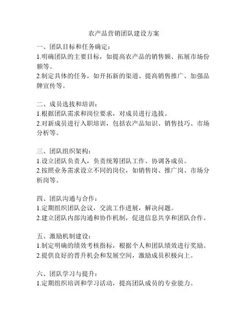 农产品营销团队建设方案