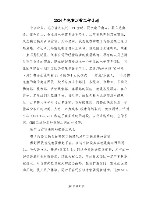 2024年电商运营工作计划(3篇)