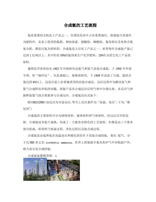 合成氨的工艺流程
