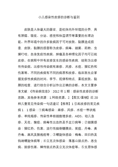 小儿感染性皮疹的诊断与鉴别