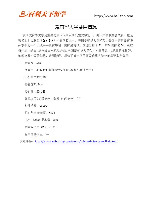 爱荷华大学费用情况