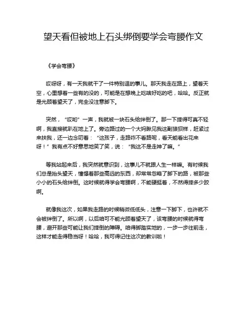 望天看但被地上石头绑倒要学会弯腰作文