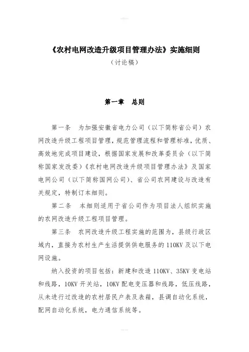 农村电网改造升级项目管理办法实施细则