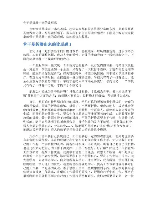骨干是折腾出来的读后感