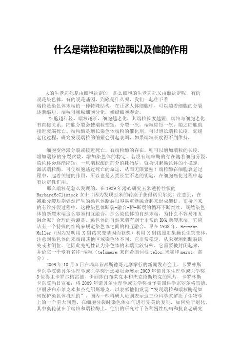 新建 什么是端粒和端粒酶以及作用