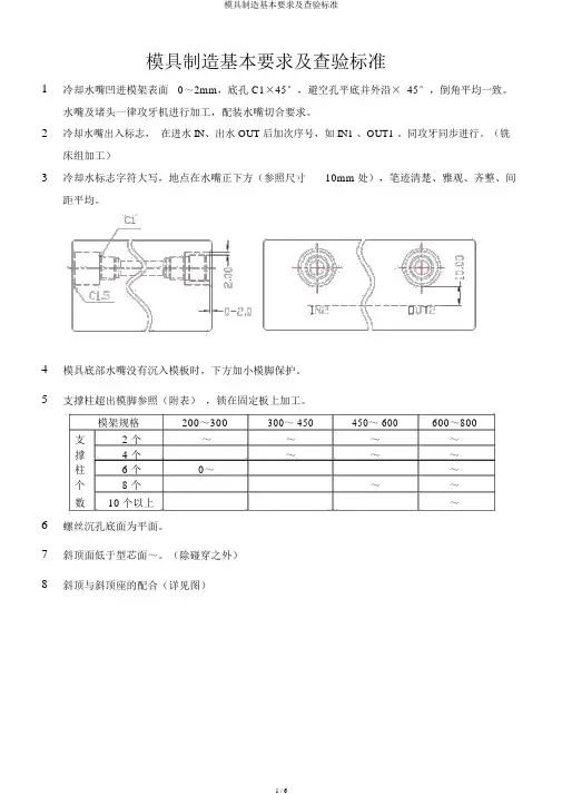 模具制造基本要求及检验标准