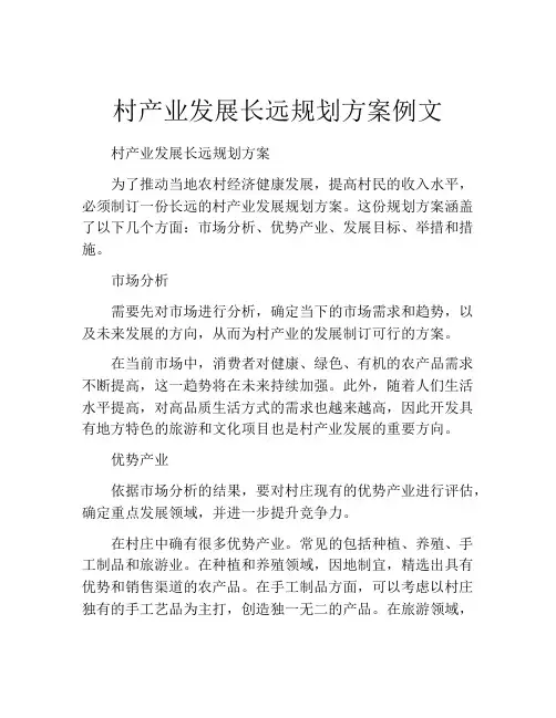 村产业发展长远规划方案例文