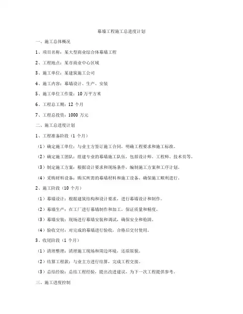 幕墙工程施工总进度计划