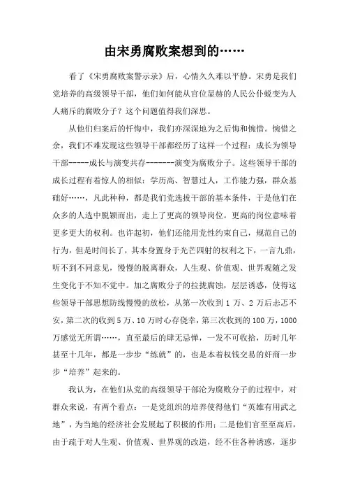 由宋勇腐败案想到的