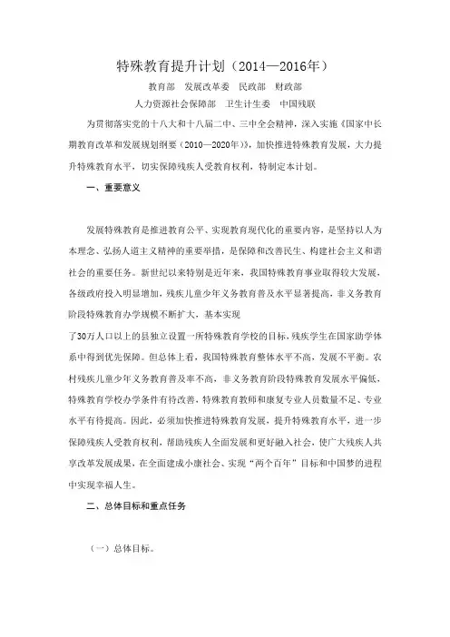 2014年 特殊教育提升计划