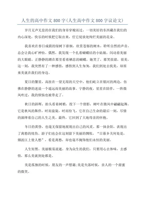 人生的高中作文800字(人生高中作文800字议论文)
