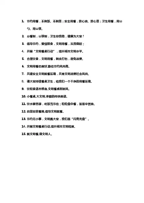 卫生城市文明用餐标语