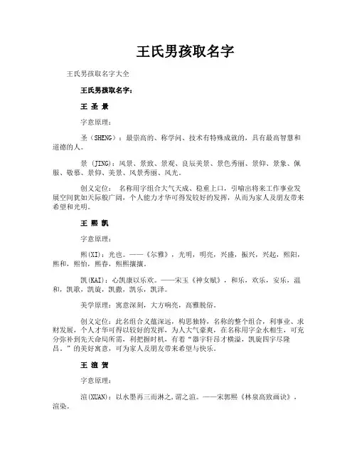 王氏男孩取名字