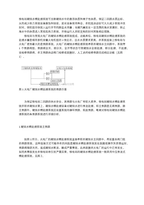 核电站凝结水精处理系统的旁路设置