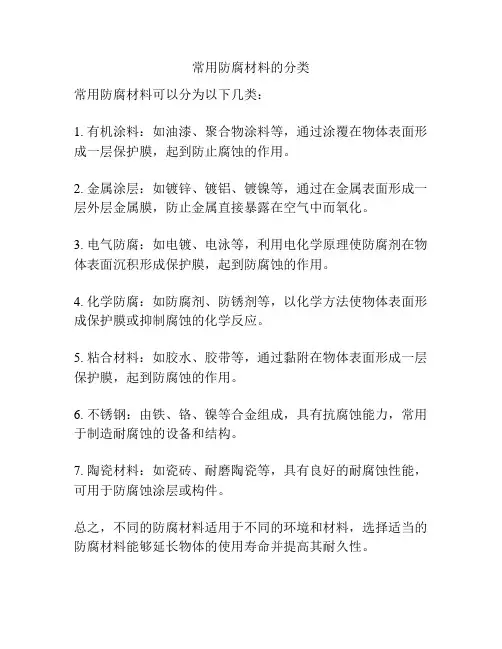 常用防腐材料的分类