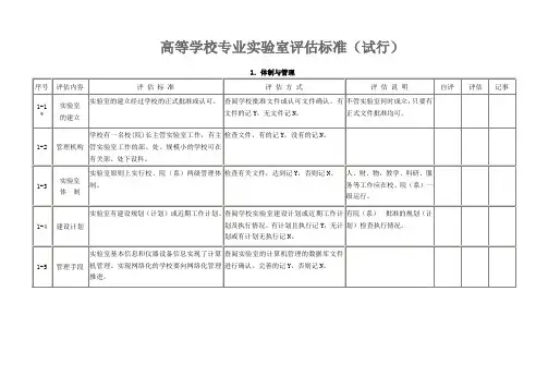 教育部实验室评估标准