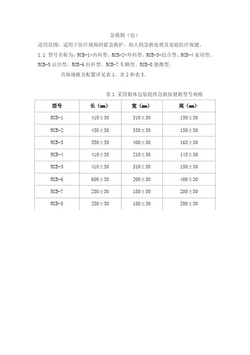急救箱(包)产品技术要求honglifang