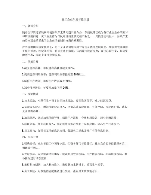化工企业年度节能计划